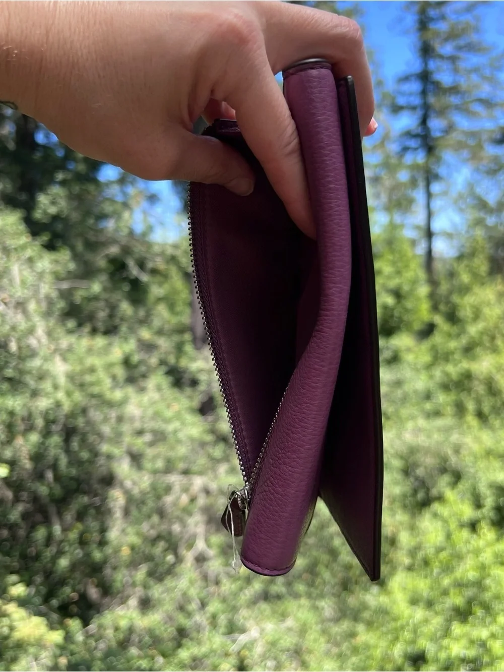 COACH Vintage Purple Leather Trifold Wallet AUTHENTIC